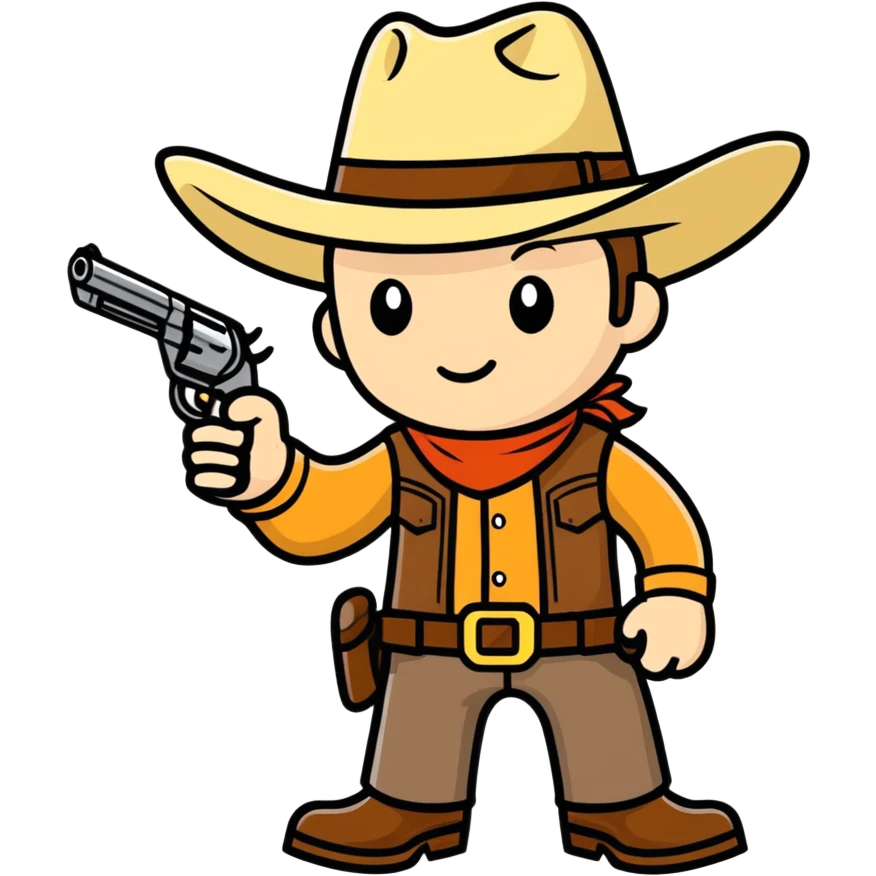 Cowboyhat emoji with a gun emoji