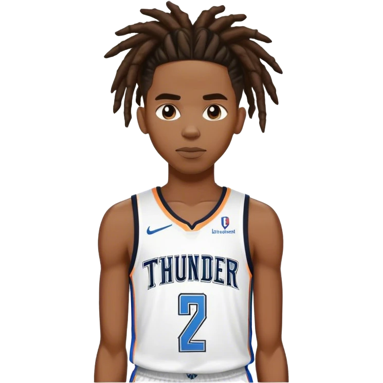 Shai Gilgeous Alexander with pulled back dreds and a thunder jersey and number 2 emoji