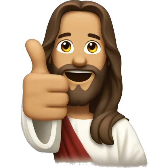 Create an image of Jesus giving a thumbs up emoji