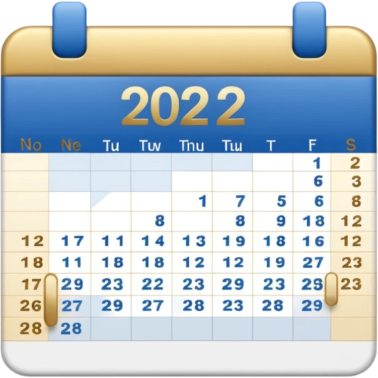 no generate an ios style background free calender, blue and gold and white with the date 22 november highlited emoji