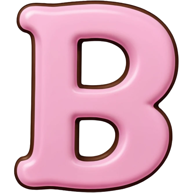 “Single pink bubble letter D, white outline, bottom dipped in chocolate with pink frosting drizzle, kawaii style, glossy, soft shading, clean outline, transparent background, Discord emoji size” emoji