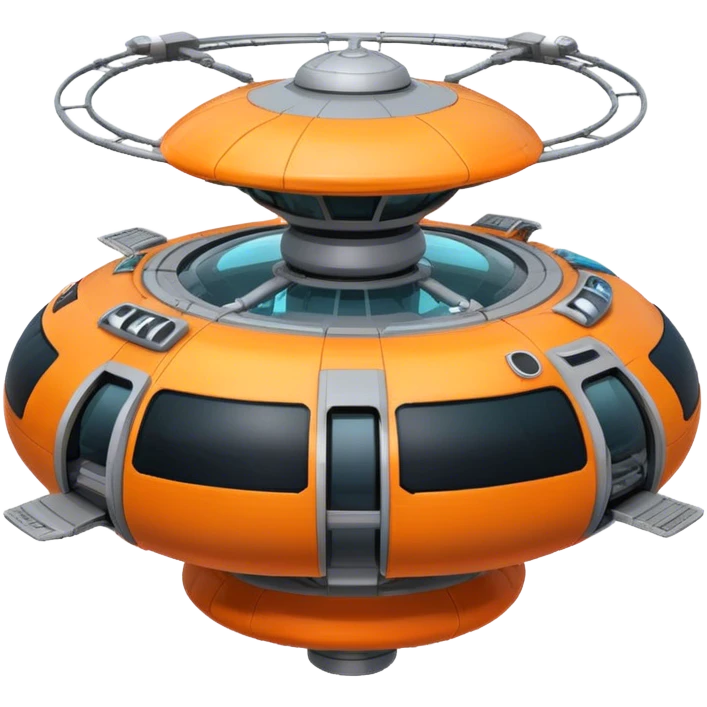 Orange, cyberpunk style, neon, gravity realistic space station emoji