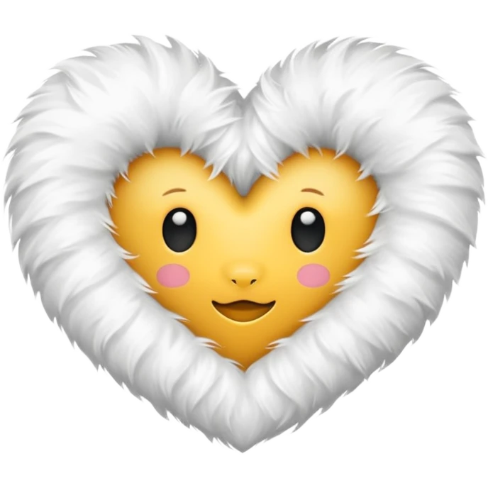white fur heart, large details emoji