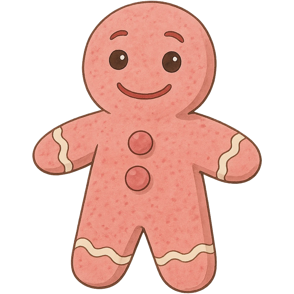 ghibli style pink gingerbread man emoji