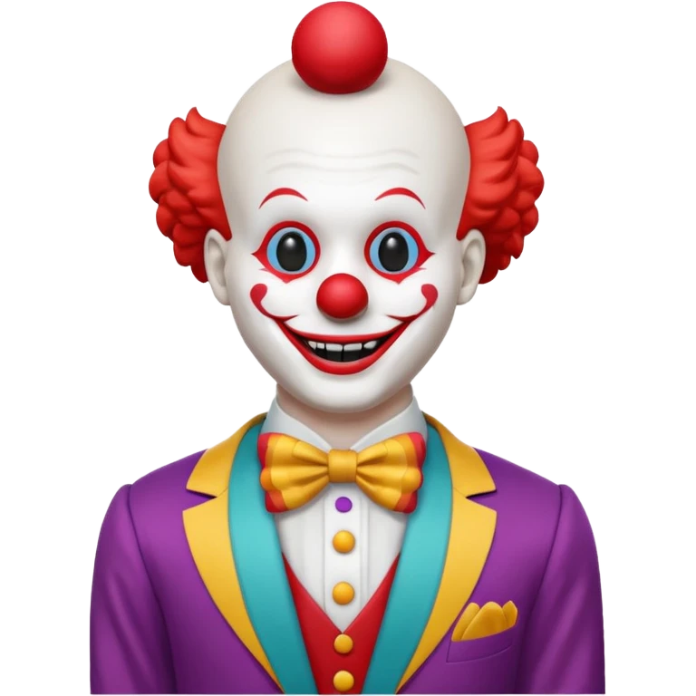 A white animatronic humanoid male clown mannequin emoji