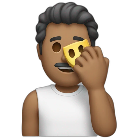 Guy who makes a mask by making highs and lows with his hand in front of his face emoji