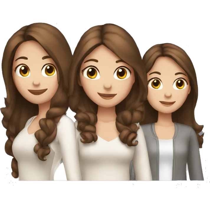 three girl friend (brunette and brown-haired ) emoji
