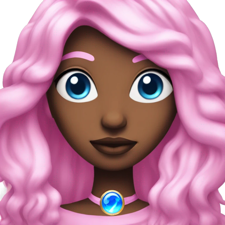 magical diva with thin pink andromedan skin long hair and blue eyes glowing third eye emoji