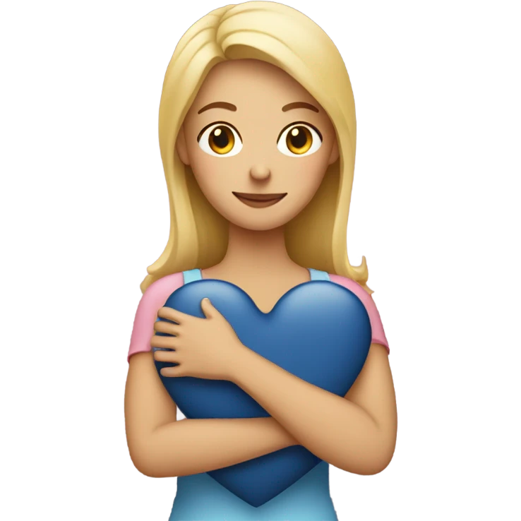 Blonde Mother holds her  big heart in her arm emoji