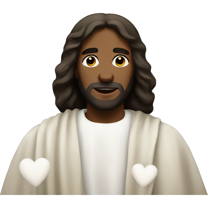 Black Jesus Christ with white hearts surrounding him emoji