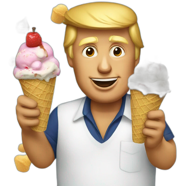 Donald Trump eating ice cream emoji