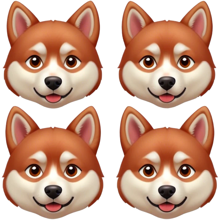 Red Siberian husky with different emotion facial expressions emoji