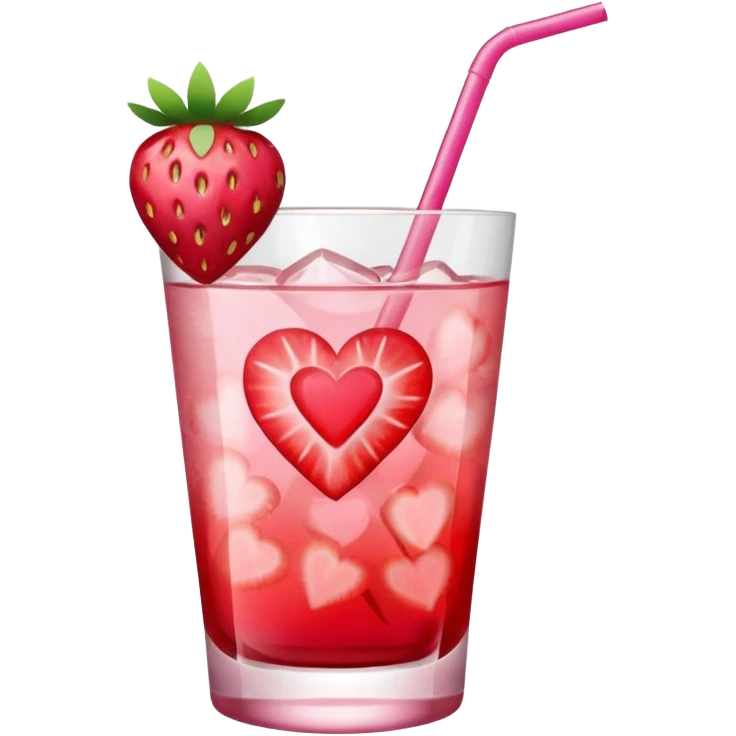galentines red and pink cocktail with heart straw emoji