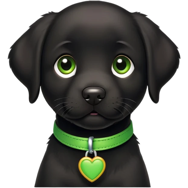 black labrador puppy with green collar emoji