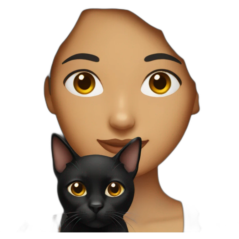 Latina woman with a black cat emoji