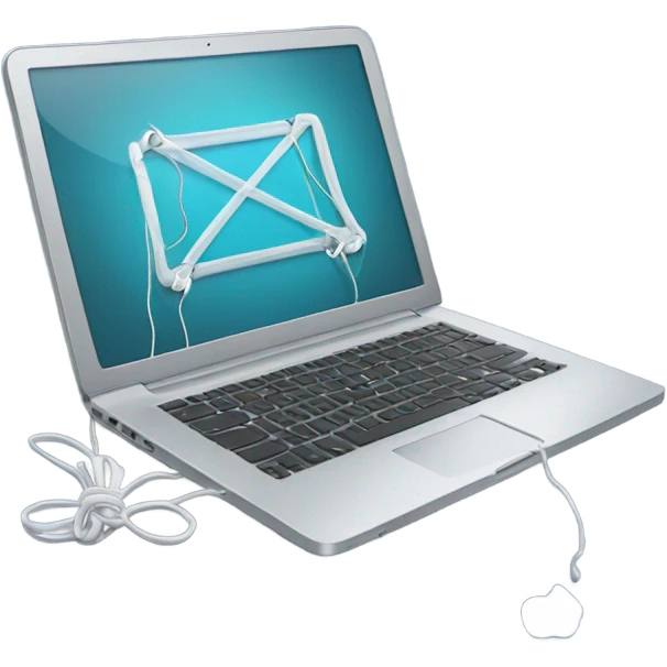 a laptop connected to an iphone by wire emoji