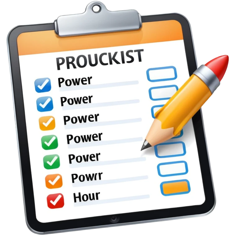 power hour work checklist, productivity, focused, energetic emoji