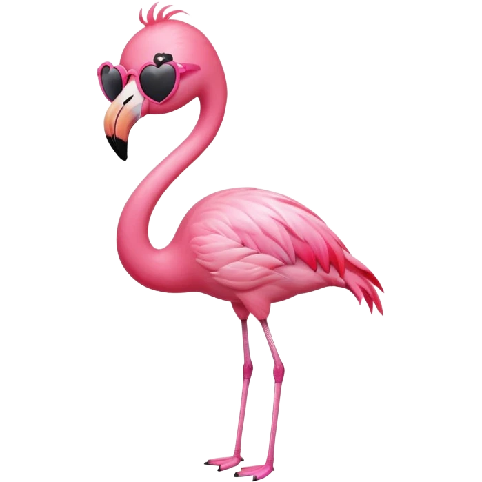 cute flamingo with heart sunglasses emoji