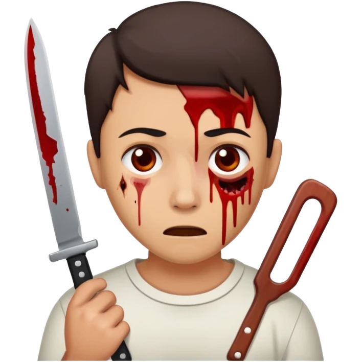 Insane scared injured person with a knife emoji