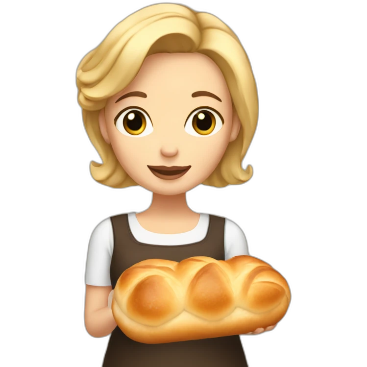 Blonde girl with short hair holding a challah emoji