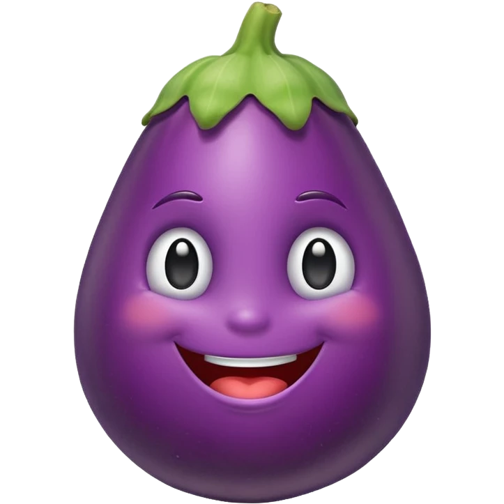 A blushing smiling eggplant  emoji
