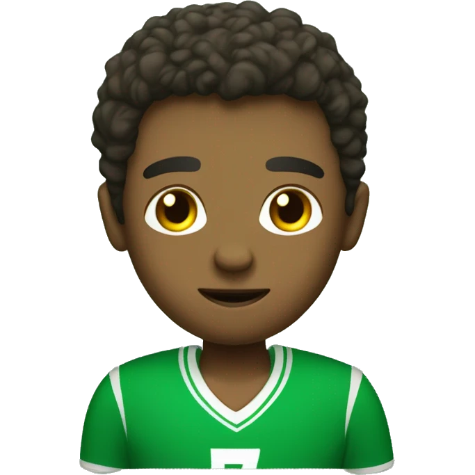 handsome man edgar cut plays football named ronaldoo his tshirt number 7 green and red tshirt and short emoji