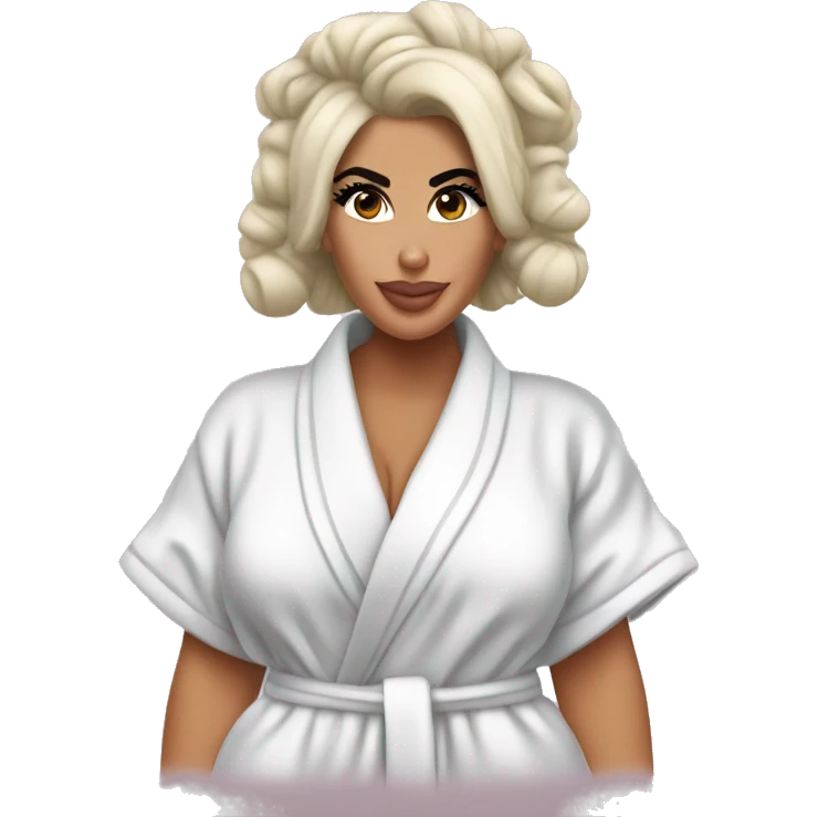 Kim kardashian in a bathrobe with hair rollers in her hair emoji