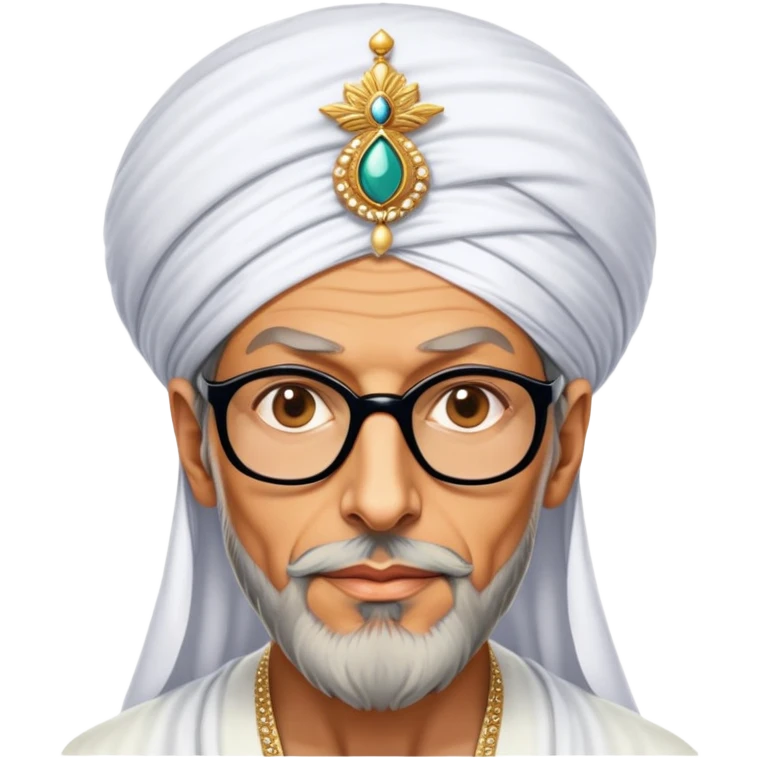 Jeff Goldblum no glasses as a regal portrait dressed as suleiman-the-magnificent,-depicted-as-a-regal-ottoman-sultan-adorned-with-a-large,-white,-round,-tall-turban-and-a-majestic-grey-beard,-his-commanding-gaze-bathed-in-warm,-historic-lighting-that-exudes-timel emoji