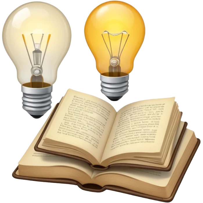 lightbulb and open book, representing transformation in education emoji