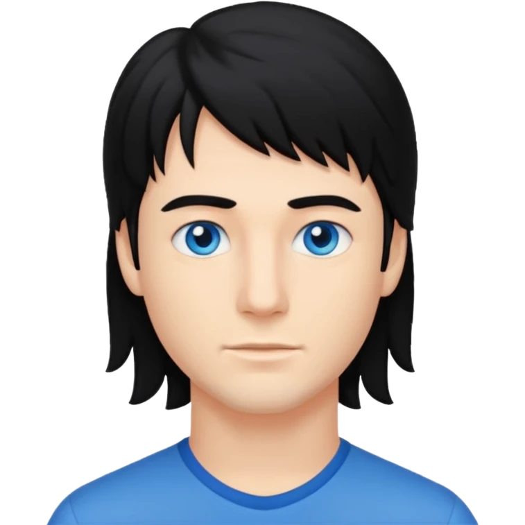 A young man with mullet black hair. emoji