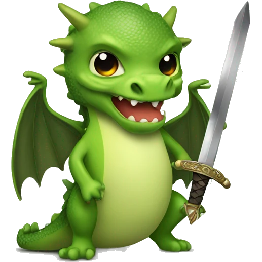 avocado faced dragon with sword emoji