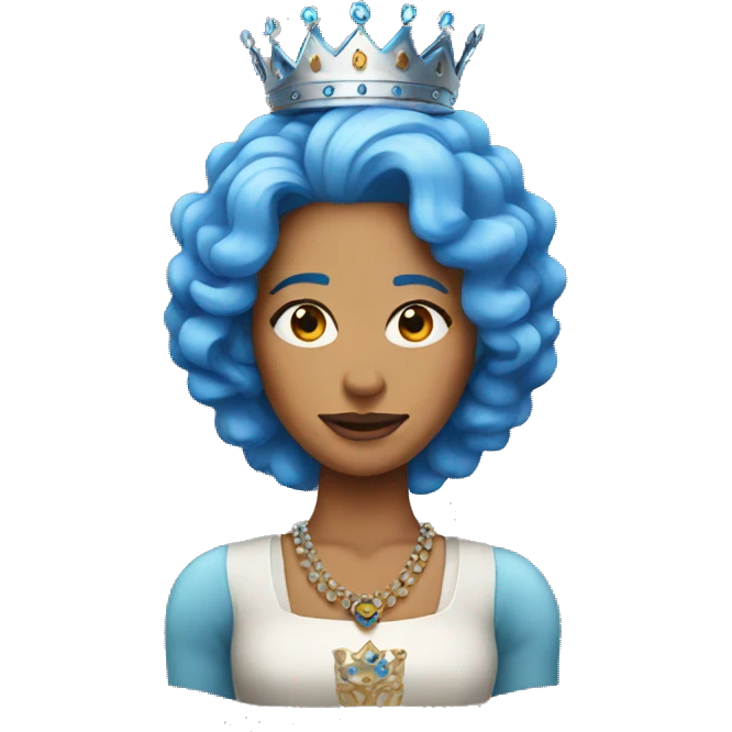 Queen emoji with blue hair emoji
