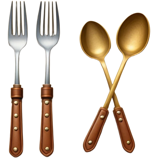 Closed cookbook with a fork and spoon symbol on the cover – collection of recipes emoji