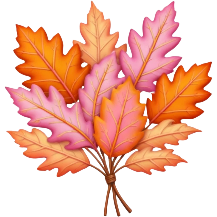 pastel autumn leaf bouquet pink orange emoji