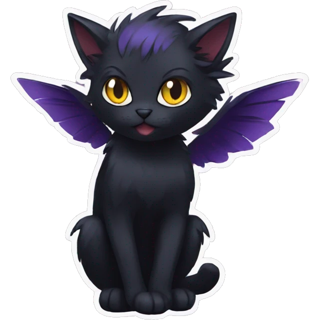 Black Cat Fakemon With Raven Head And Raven Wings emoji