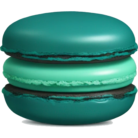 Realistic dark turquoise macaron with mint green filling. emoji