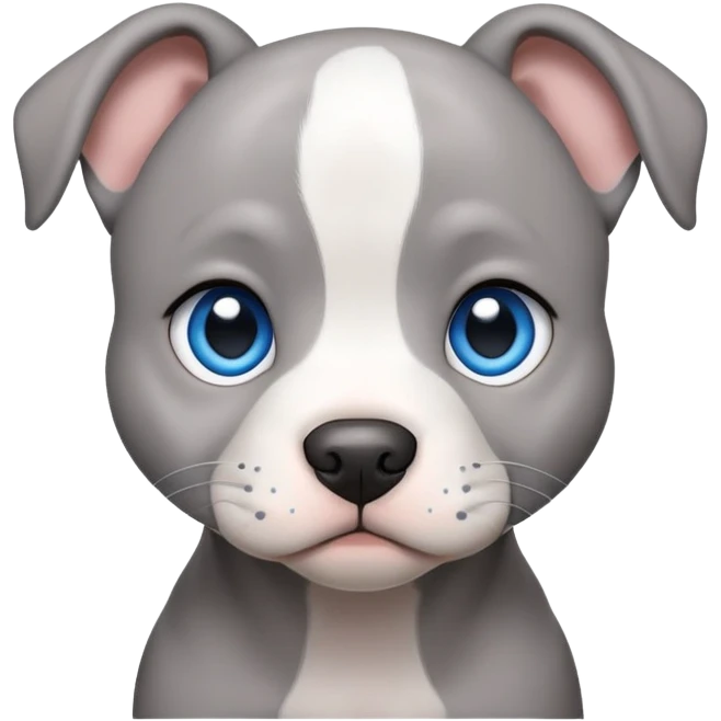 Grey pitbull puppy with blue eyes emoji