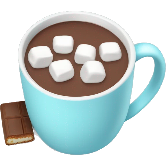 hot cocoa with marshmallows in a light blue mug isolates emoji