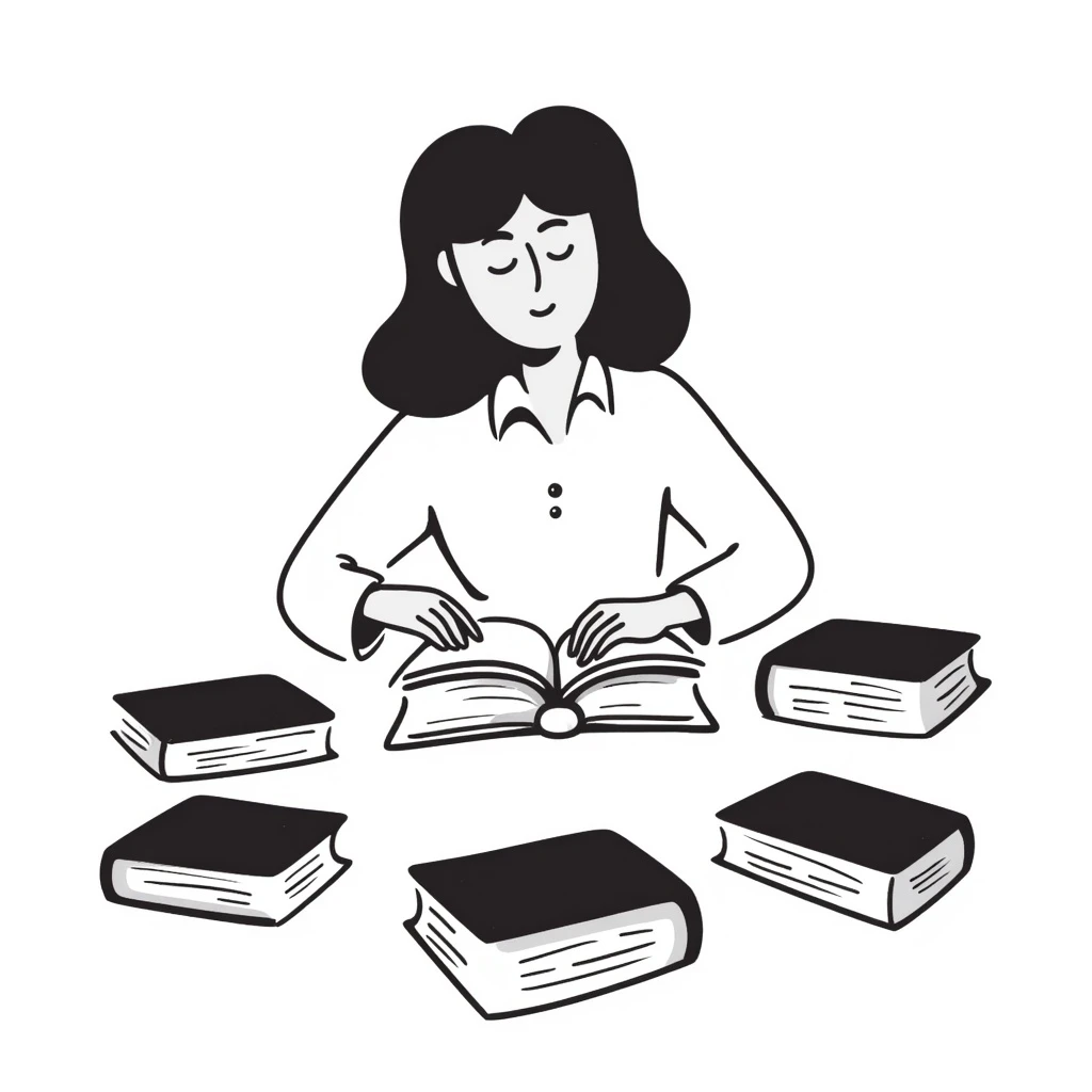 blonde woman with textbooks emoji