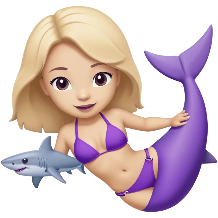 Little shark in purple bikini  emoji