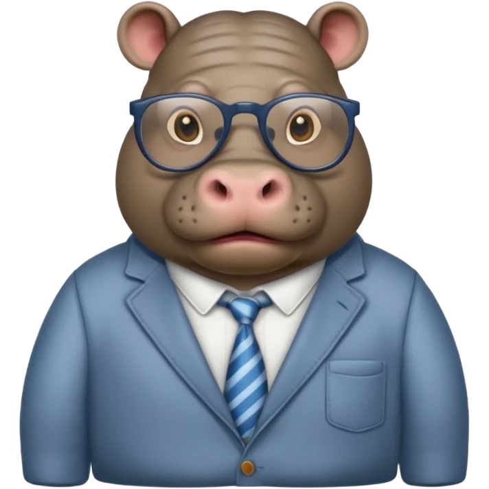 hippo with clothes and wearing glasses emoji