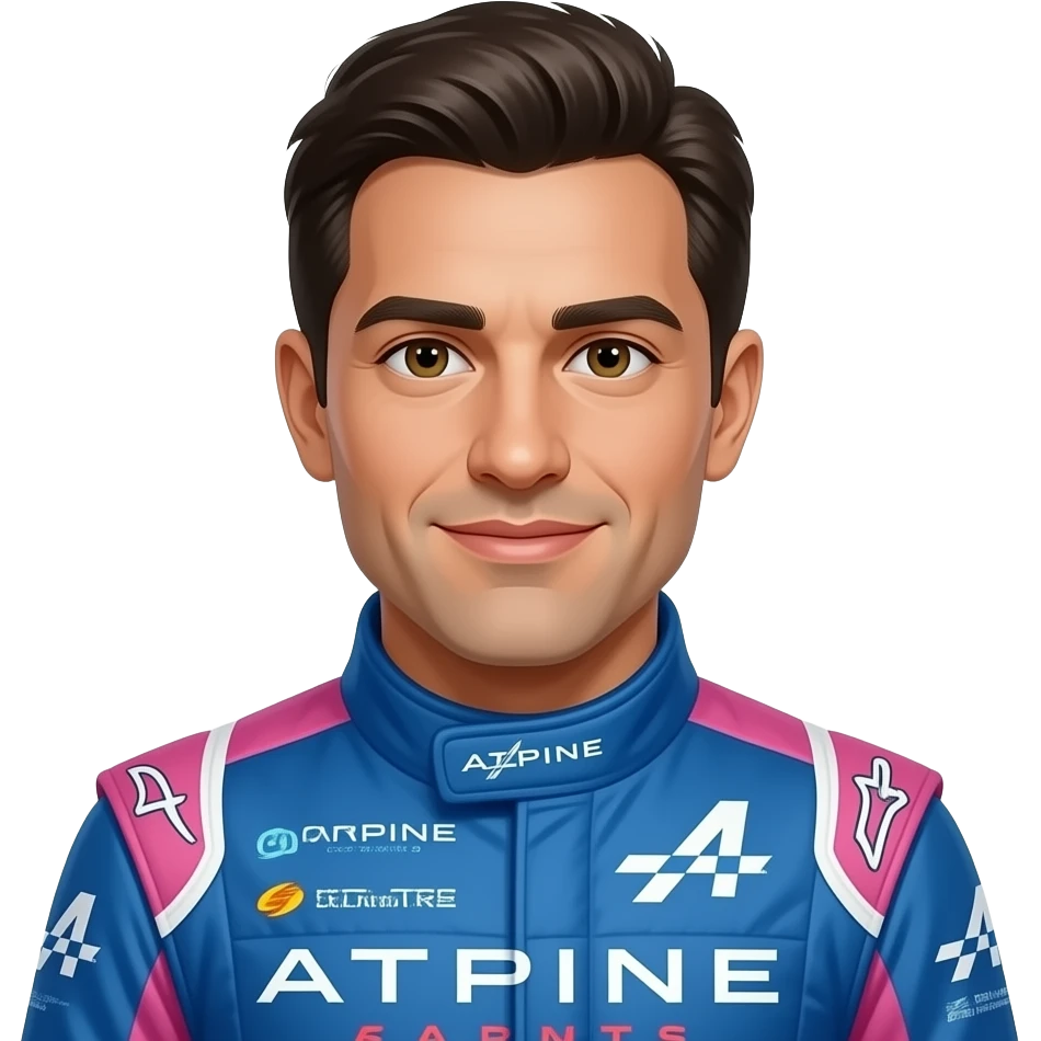 crear emoji inspirado en "Franco Colapinto" corredor de Formula 1 en el equipo "Alpine" mas parecido y con el traje rosa-azul emoji