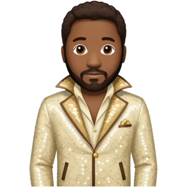 Eddie Levert from The O'Jays with dark brown hair, cream sequin outfit emoji