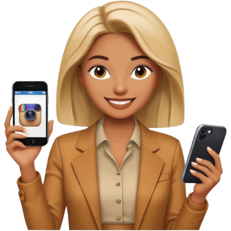 una señora entrando a mi  Instagram  para promocionar mi marca emoji