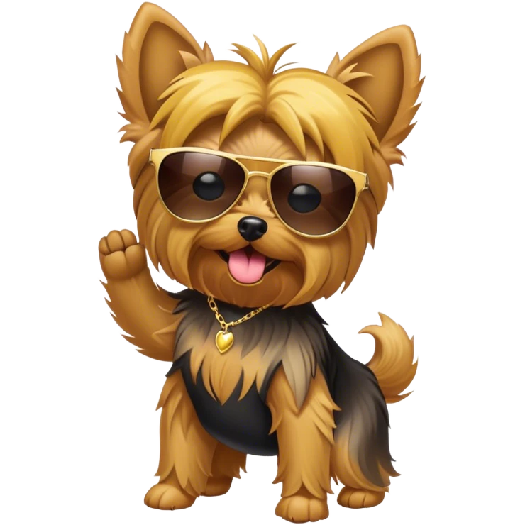 Yorkie with sunglasses twerking emoji