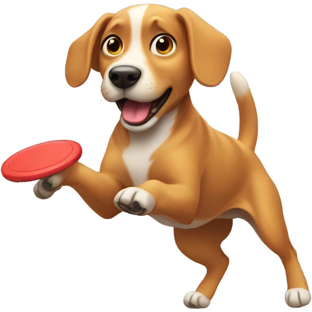 Dog catching frisbee emoji