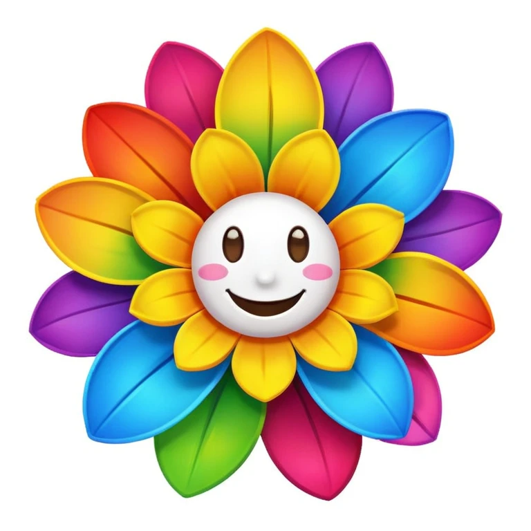 Smiling rainbow flower emoji