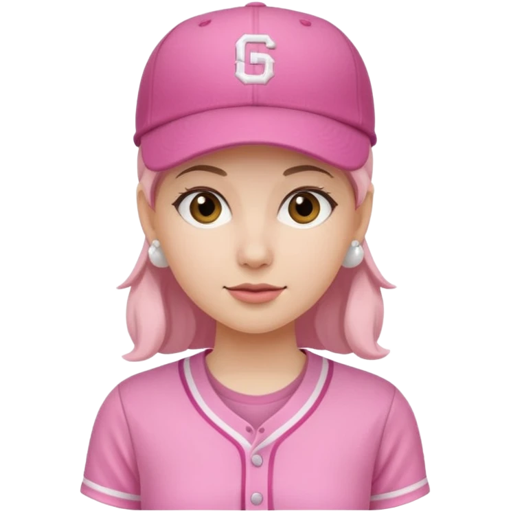 woman with pink jersey and baseball hat emoji