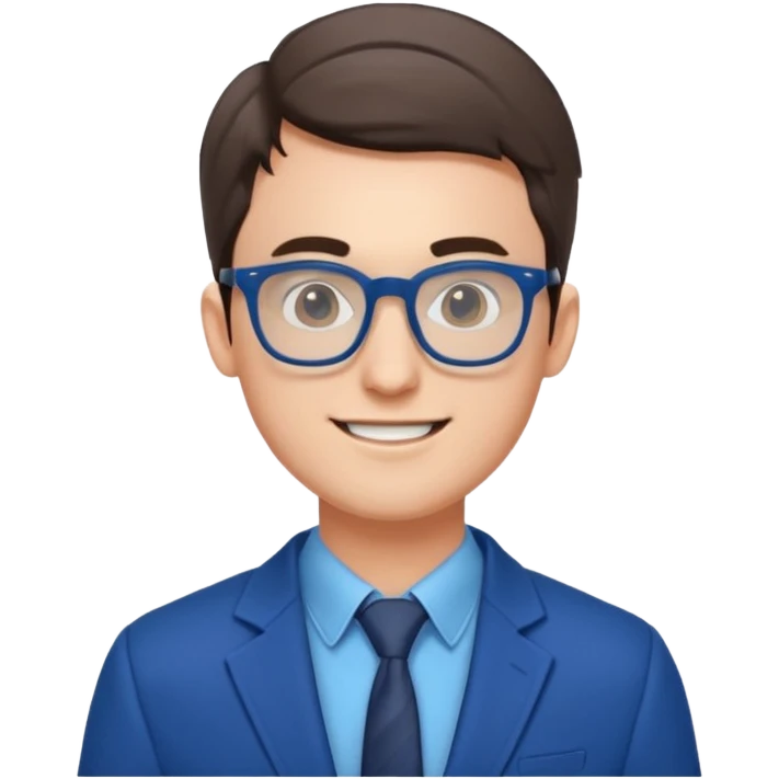 An outgoing marketer male in his late 20s, bespectacled and cheerful image emoji