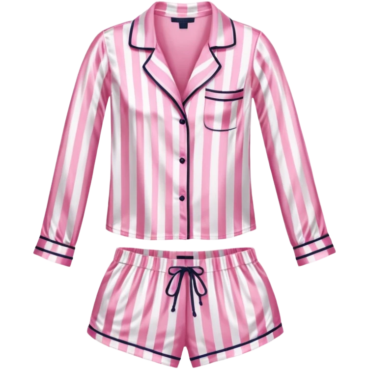 Striped pink and white silk Victoria’s Secret pajama set emoji
